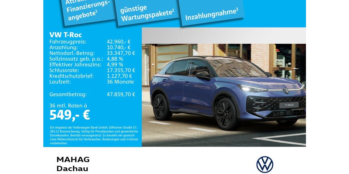 VW T-Roc 3.000 km 45.190 &euro; Dachau 85221