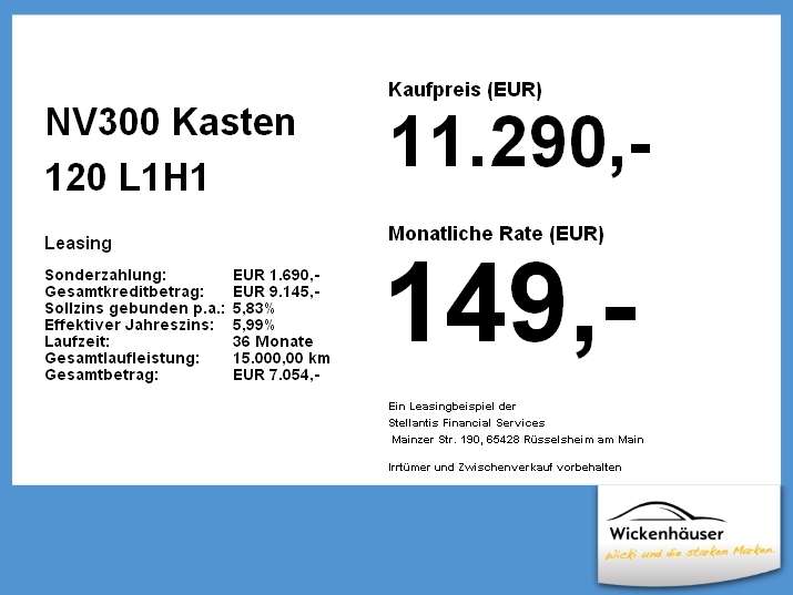 Nissan NV300 79.632 km 11.290 &euro; Dachau 85221