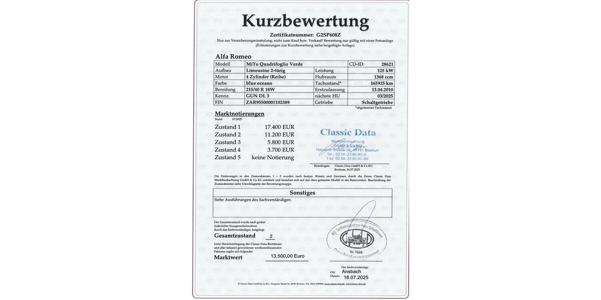 Alfa Romeo MiTo 166.000 km 10.490 &euro; München 80313